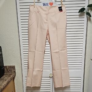NWT New York & Company Pale Peach Tribeca Trouser Petite 8 Wide Vintage Flare